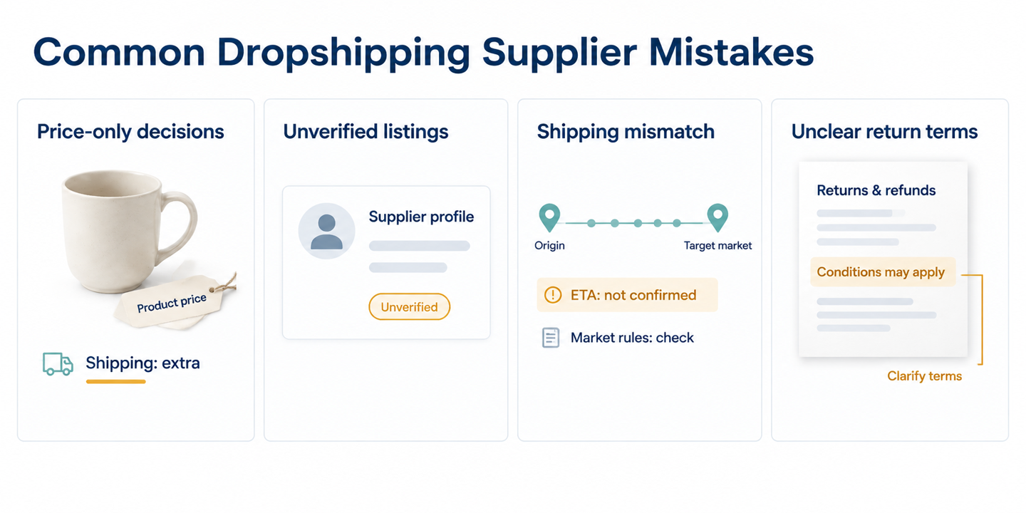 Common mistakes to avoid when selecting dropshipping suppliers