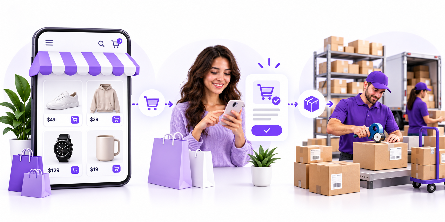 Wix dropshipping model showing an online store, supplier, and customer