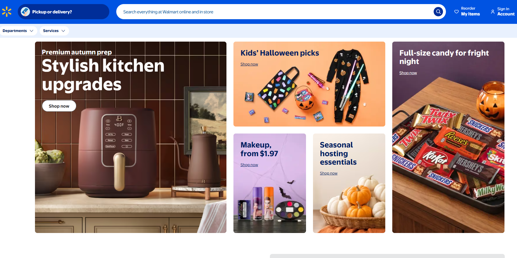 Walmart online marketplace homepage