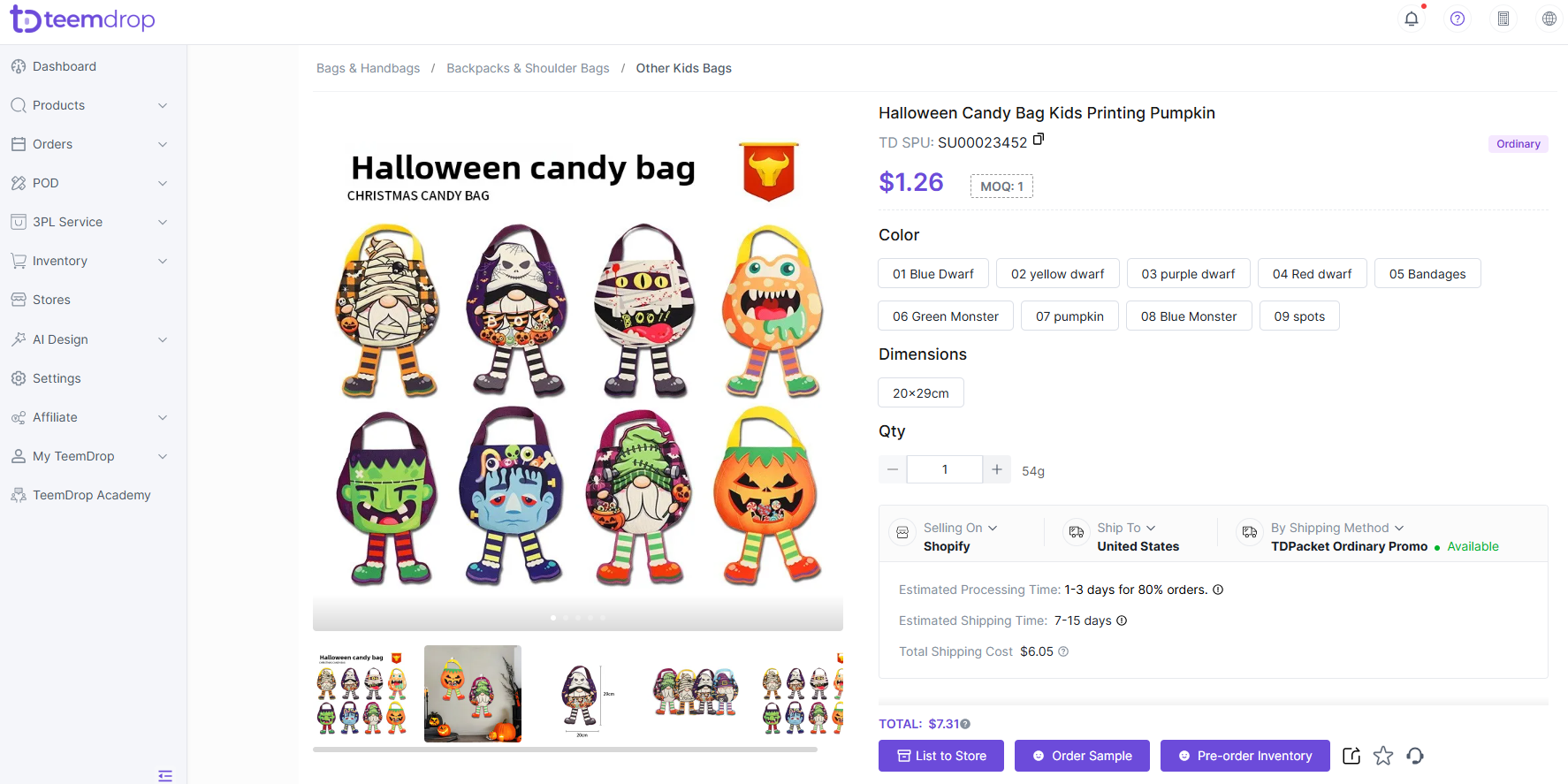 Halloween kids' candy bags with colorful pumpkin, monster, and mummy designs