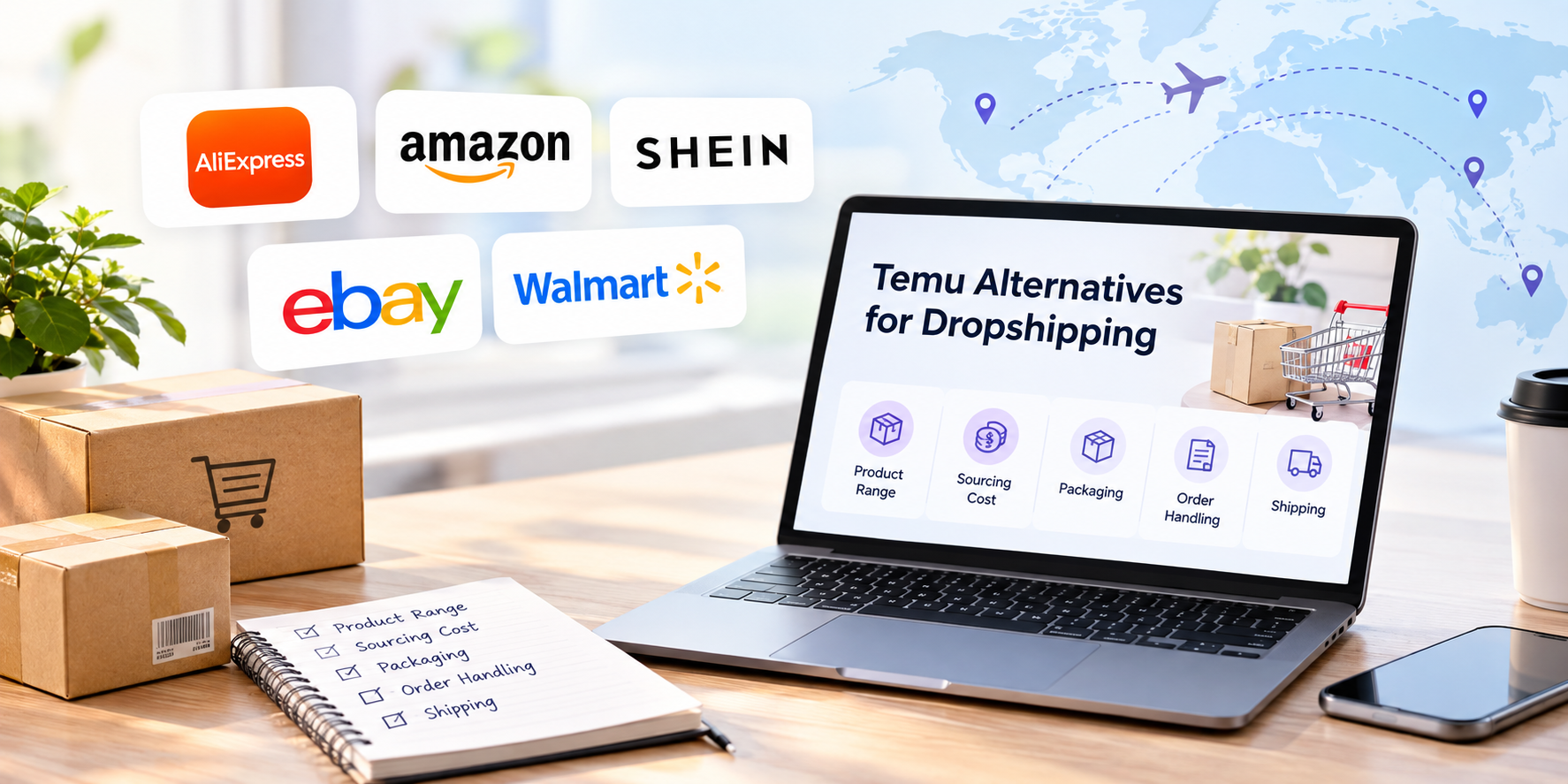 Temu alternatives for dropshipping with product sourcing, packaging, and shipping supplies