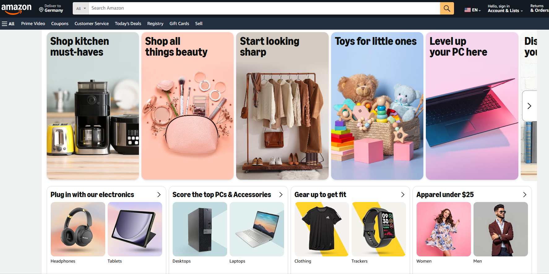 Amazon online marketplace product homepage