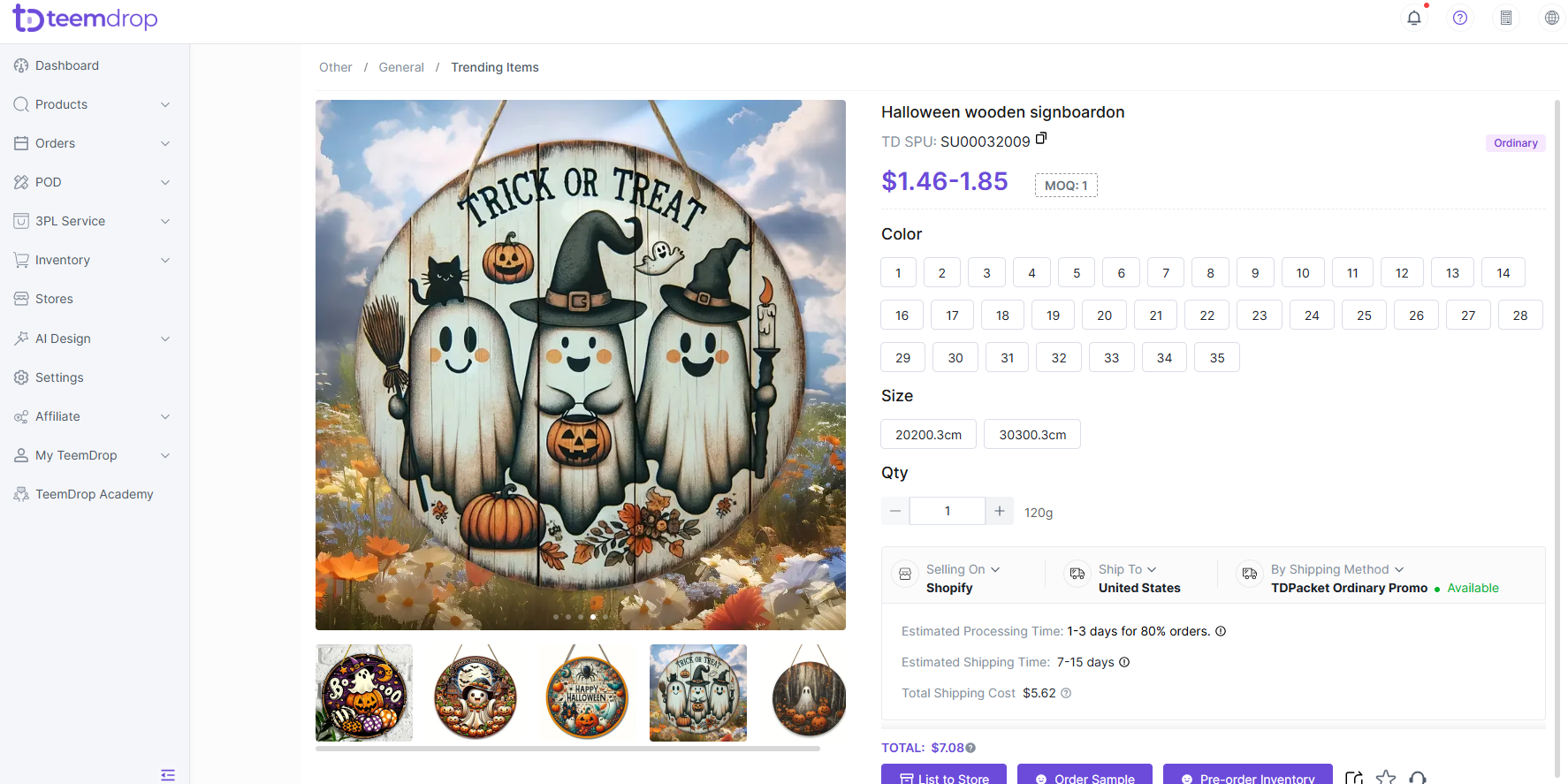 Halloween wooden sign with ghost, witch hat, pumpkin, and “Trick or Treat” designs