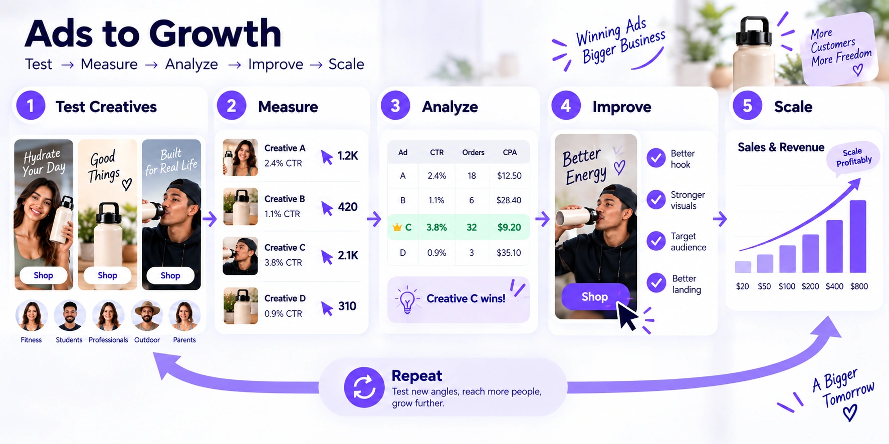Paid advertising testing and scaling for dropshipping