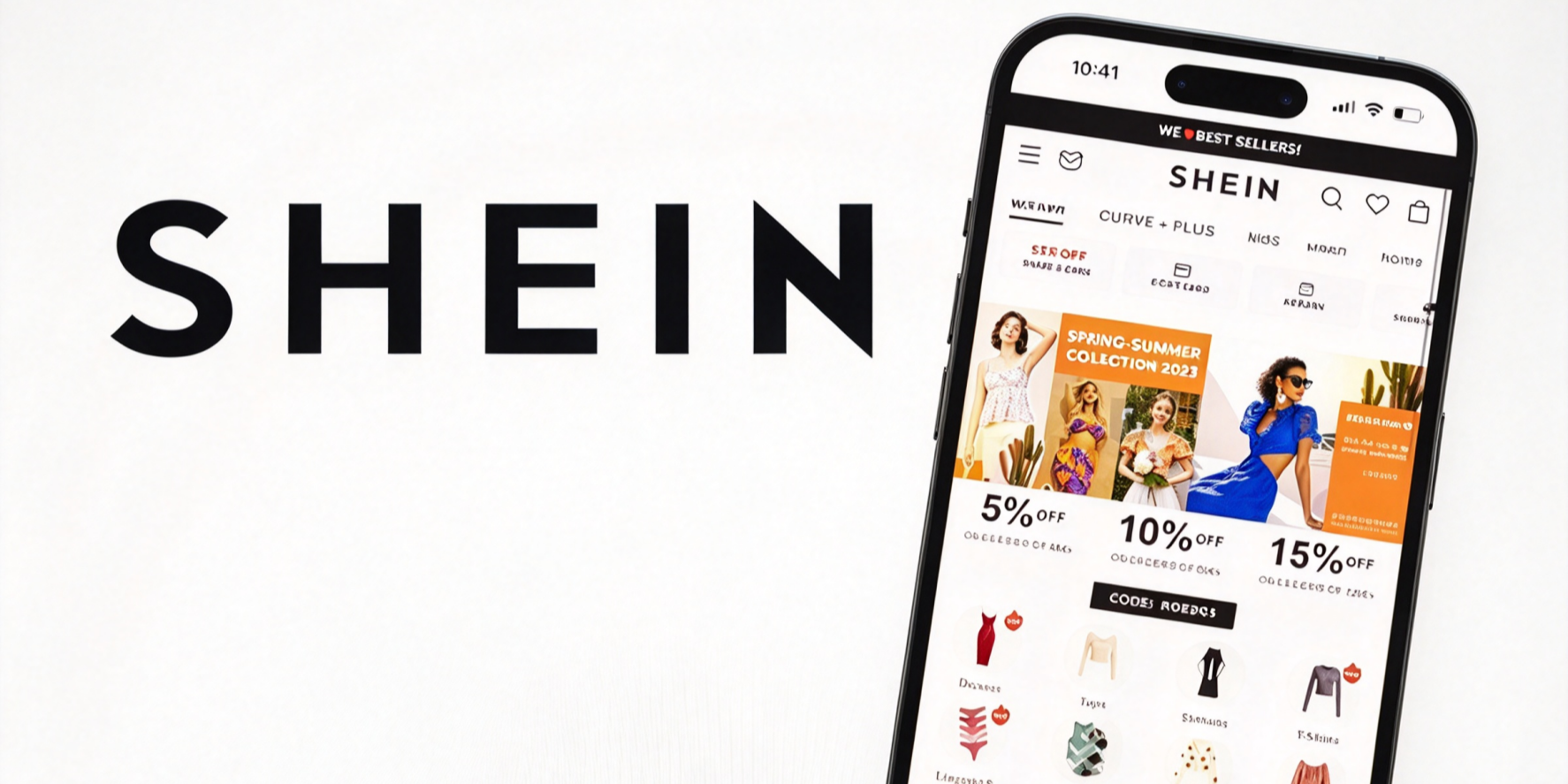SHEIN online shopping app featuring women's fashion, clothing collections, and accessories