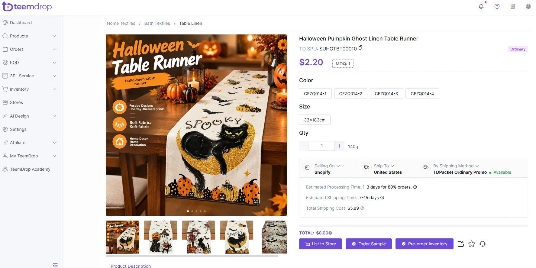 Halloween pumpkin ghost table runner with black cat and autumn decor