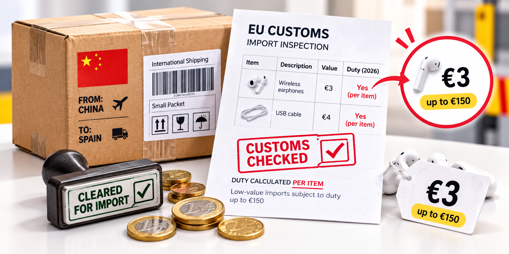 2026 €3 customs duty for low-value imports to Spain