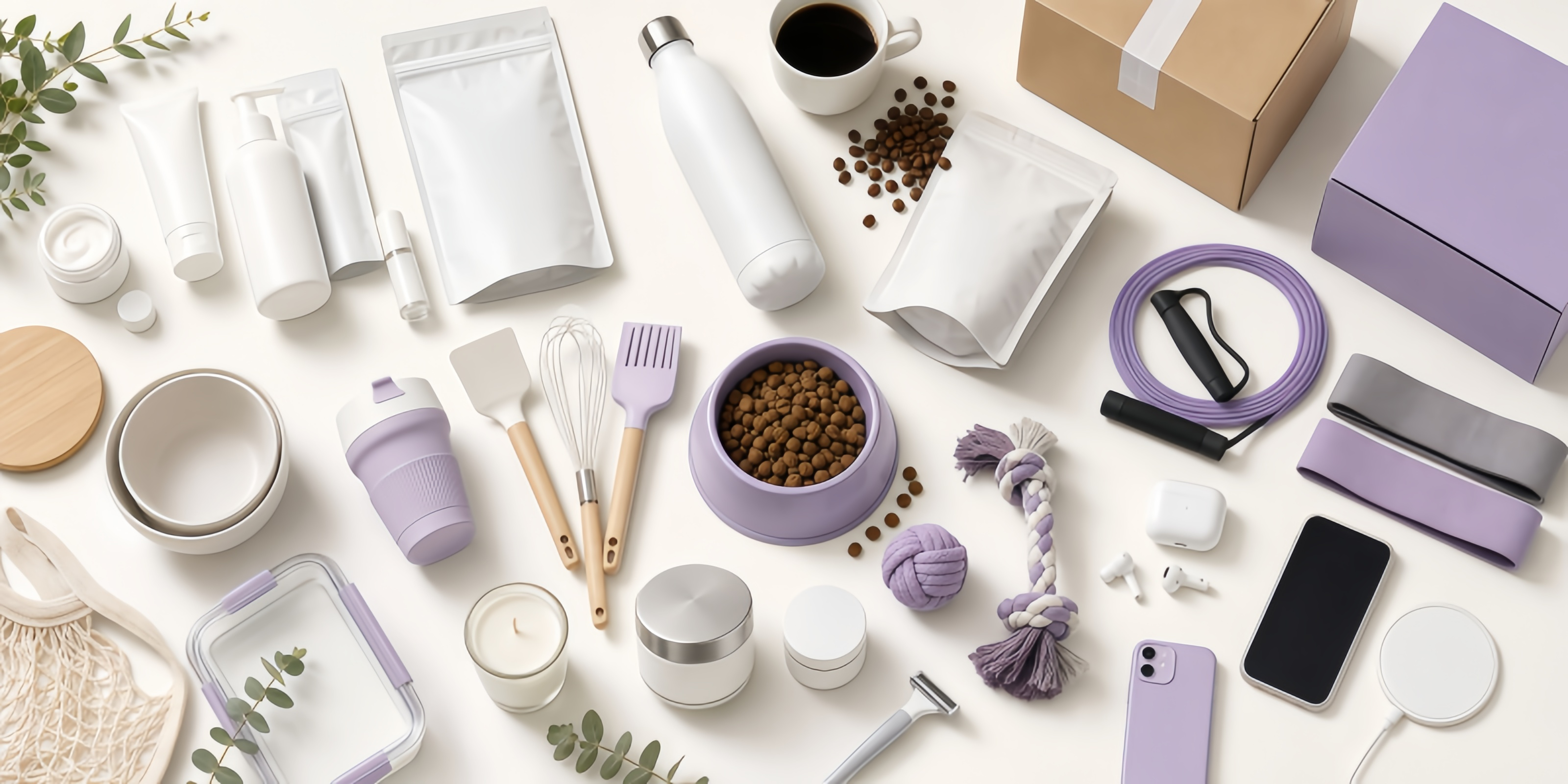Dropshipping product niches flat lay beauty pet fitness kitchen accessories