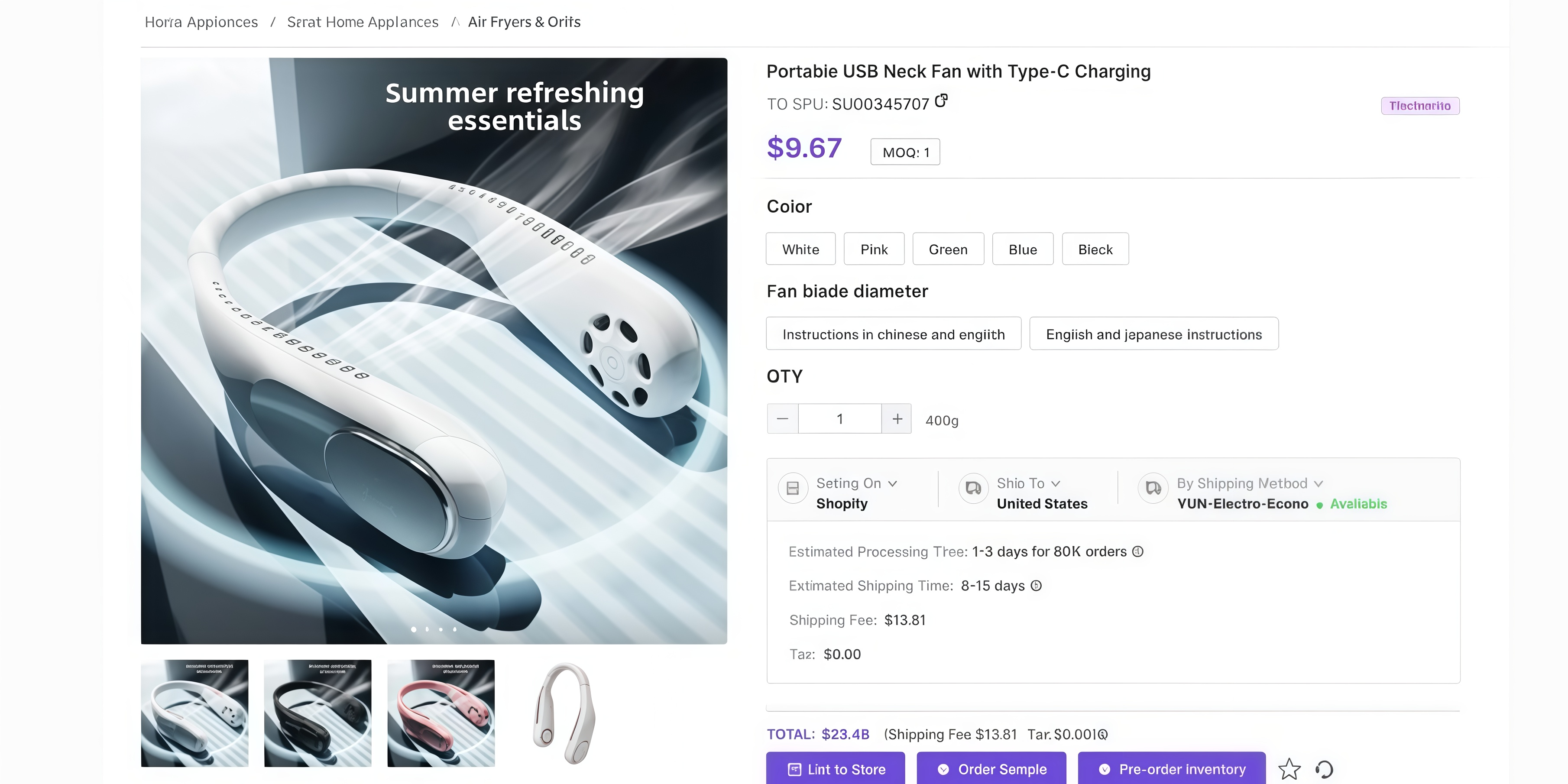 TeemDrop portable neck fan product sourcing