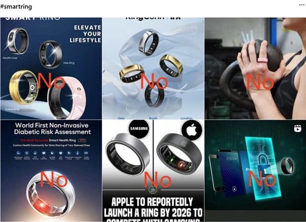 Say no various brand smart rings ads in ins