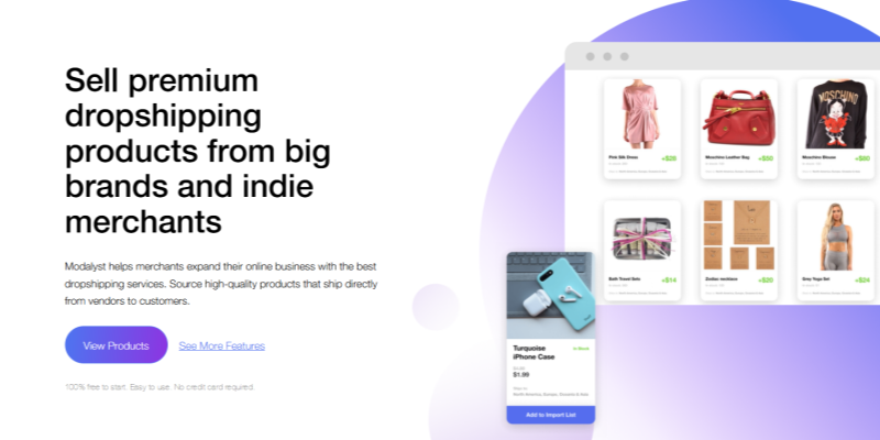Modalyst dropshipping platform sell premium products from big brands