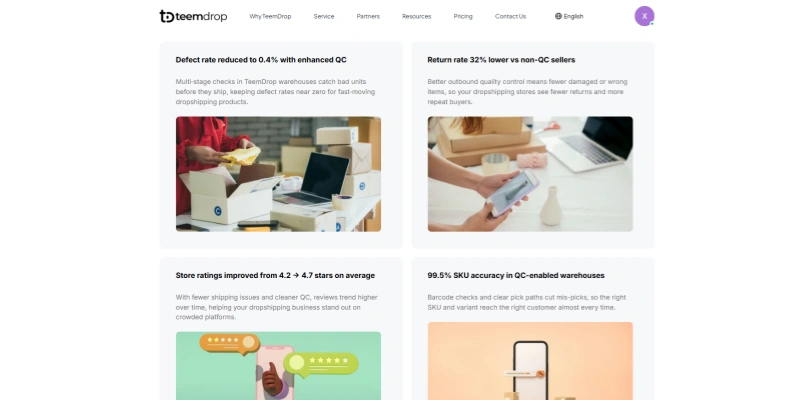 Teemdrop dropshipping qc benefits defect return rates ratings accuracy