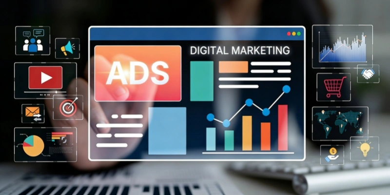 Digital marketing ads concept
