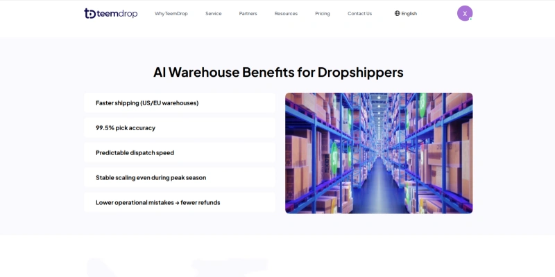 AI warehouse benefits dropshippers faster shipping accuracy scaling