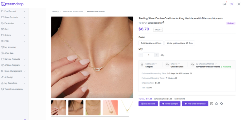 TeemDrop sterling silver interlocking necklace product
