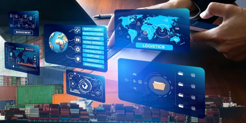 Global supply chain logistics management e-commerce shipping cargo containers