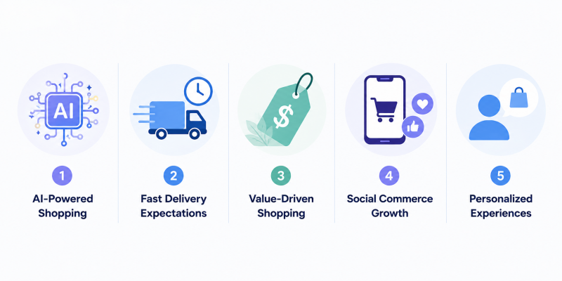 Ecommerce growth drivers AI shopping fast shipping personalization