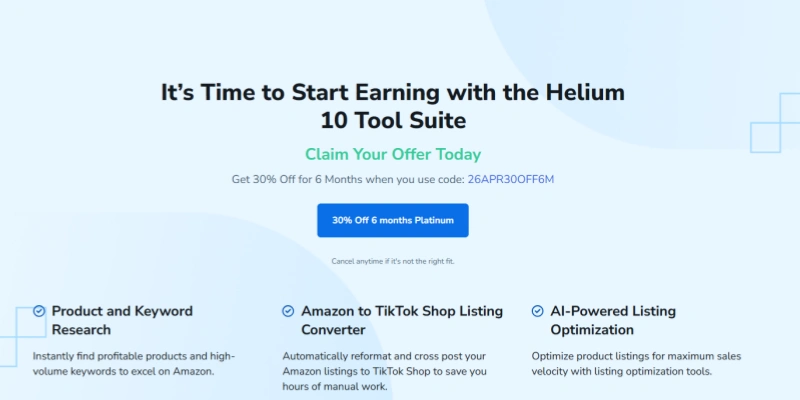Helium 10 tool suite dropshipping amazon tiktok shop product research keyword tool