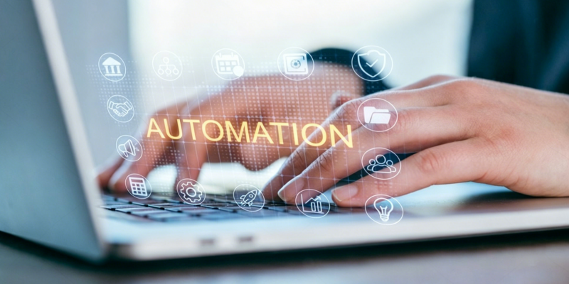 E-commerce business automation typing laptop keyboard process