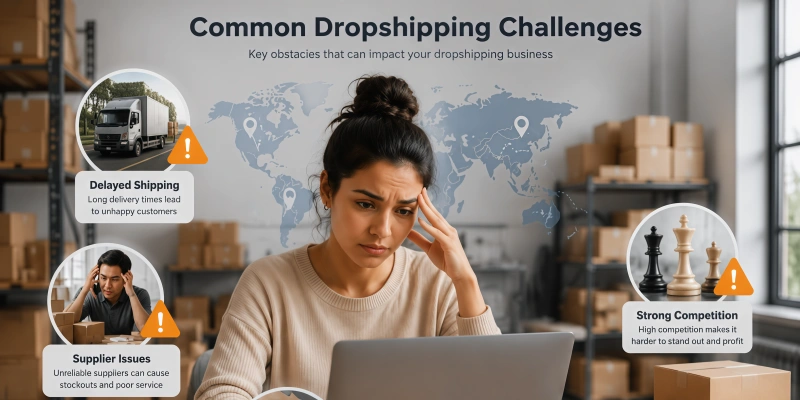 TeemDrop common dropshipping challenges delayed shipping supplier issues strong competition