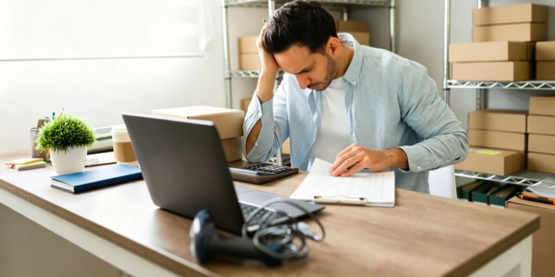 Dropshipping entrepreneur stressed manual fulfillment order management