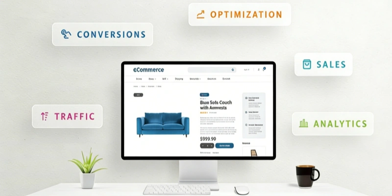 Computer monitor showing ecommerce product page