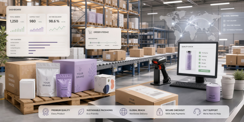 Automated order fulfillment warehouse dashboard packaging quality check
