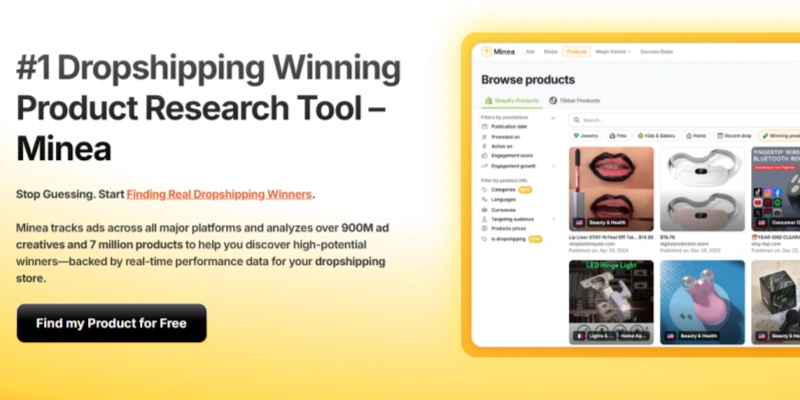 Minea dropshipping product research tool winning products finder
