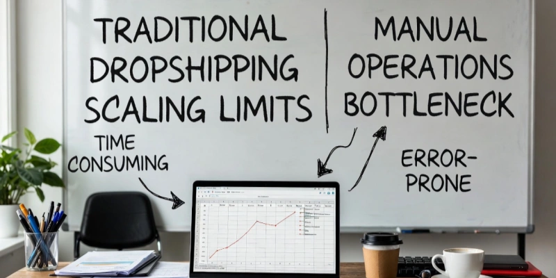 Traditional dropshipping scaling limits manual operations bottleneck