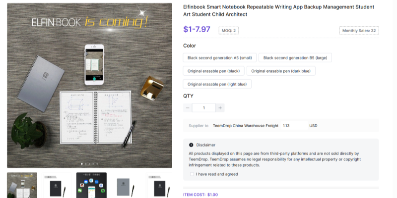 TeemDrop smart notebook erasable writing app backup product sourcing