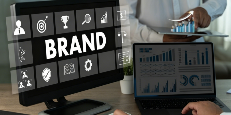 Ecommerce brand building strategy with analytics and business growth dashboard