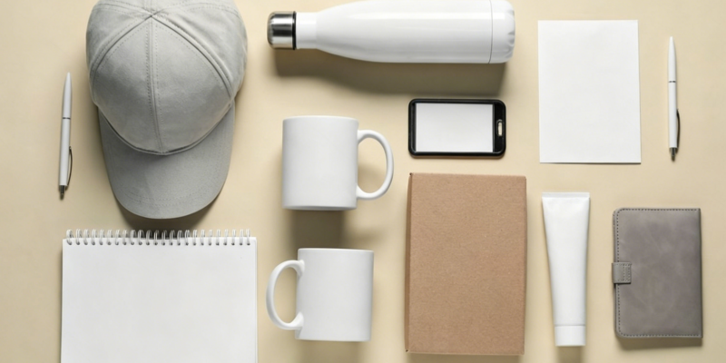 E-commerce private label branding mockup promotional products packaging