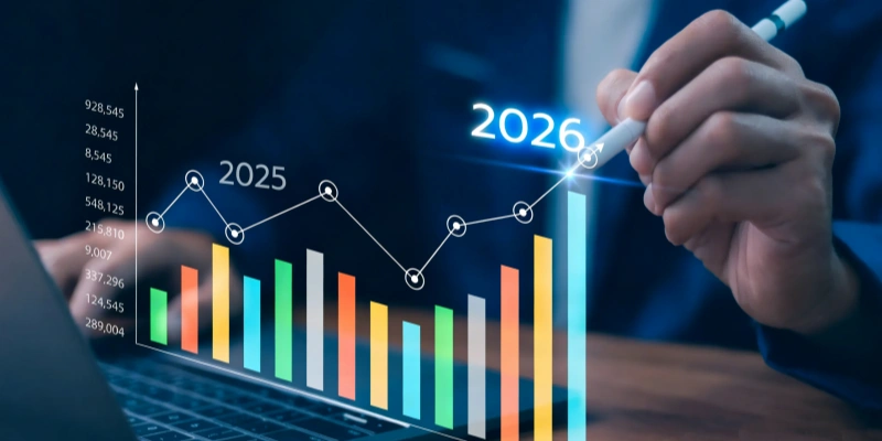 Business growth chart forecasting ecommerce trends for 2026