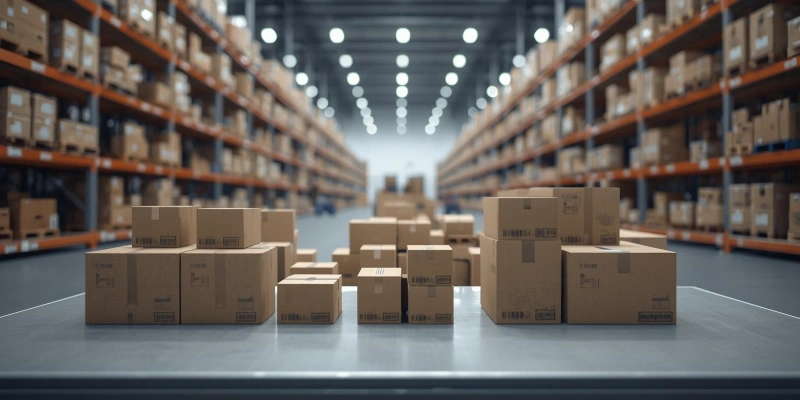 Warehouse cardboard boxes storage logistics distribution center