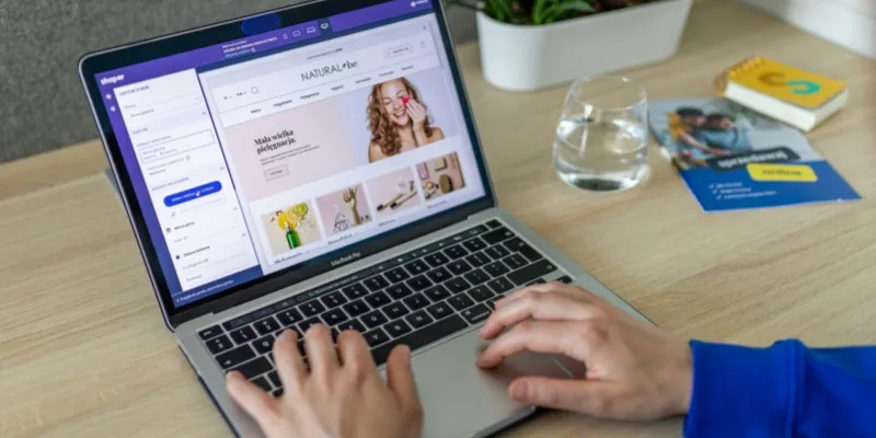 A man searches for products on his computer
