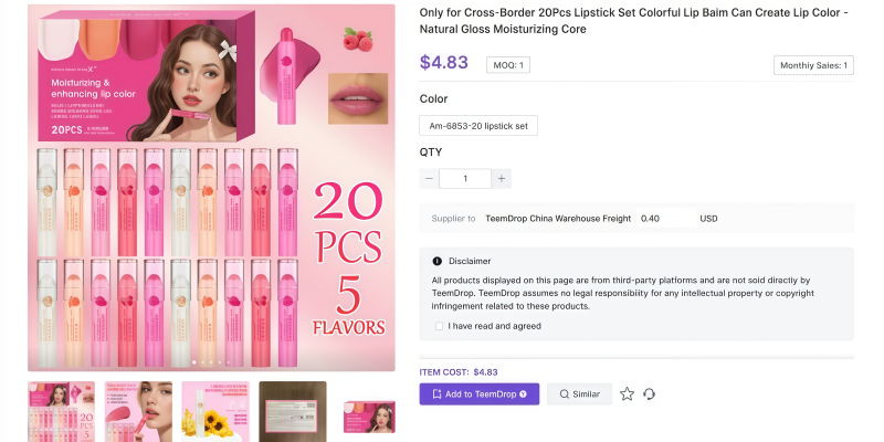 TeemDrop lipstick set colorful lip balm moisturizing product sourcing