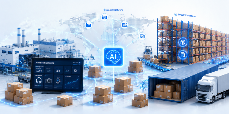 AI-powered product sourcing smart warehouse global supplier network dropshipping logistics
