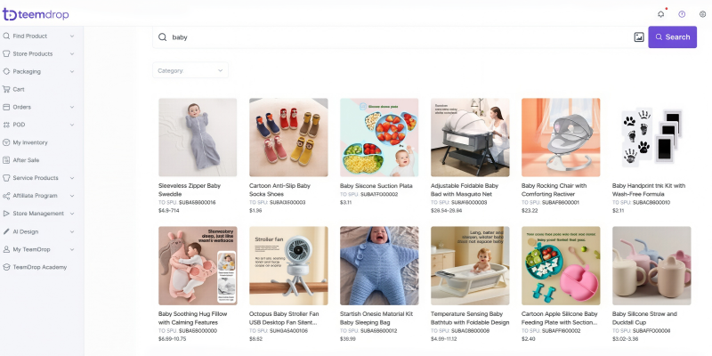 Teemdrop product research baby niche dropshipping