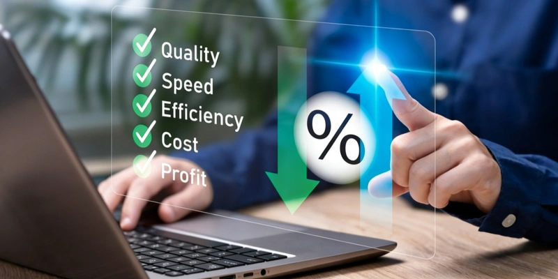 Business optimization cost reduction profit increase holographic checklist