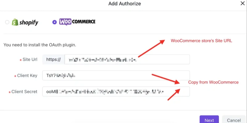WooCommerce authorize shopify integration oauth plugin setup site