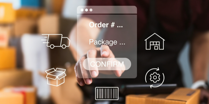 E-commerce order fulfillment process confirm delivery warehouse logistics