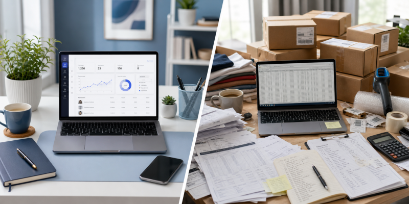 Automated ecommerce management vs manual fulfillment workplace