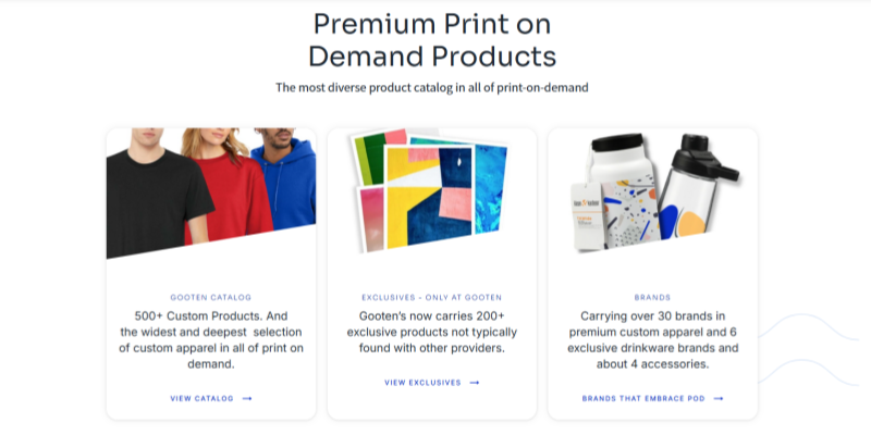 Gooten premium print-on-demand products catalog apparel drinkware