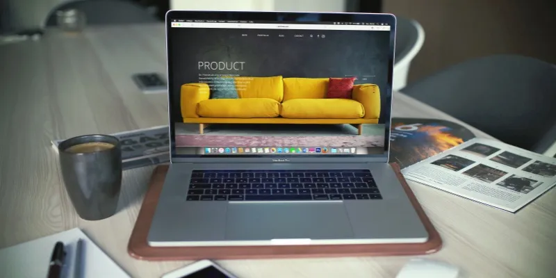 A product page on the computer