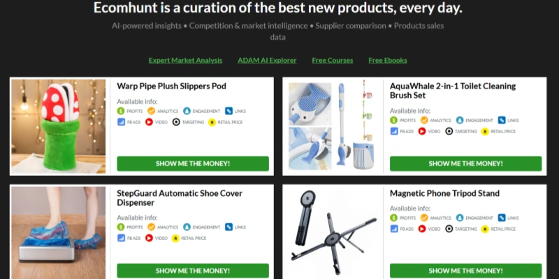 EcomHunt dropshipping winning products research platform trending products