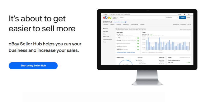 eBay seller hub online store management dashboard