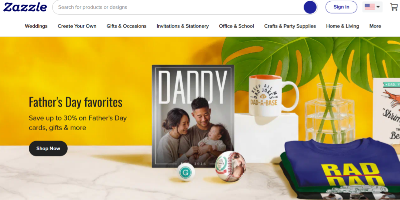 Zazzle print-on-demand fathers day favorites gifts