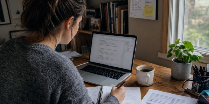 Entrepreneur working on laptop 