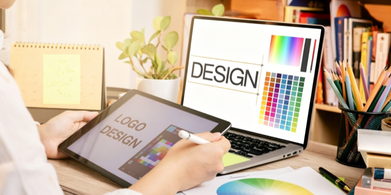 Graphic design studio logo branding laptop