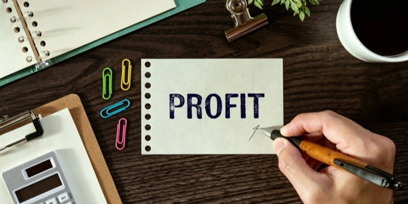 E-commerce business profit margins calculator office desk